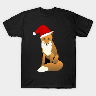 Christmas Fox, Foxy Santa, Christmas Animal, Christmas Fox, Santa Hat, Funny Fox T-Shirt